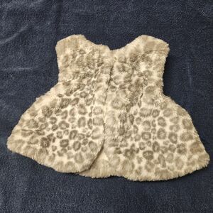 Gymboree 12-18 Months Leopard Print Faux Fur Vest With Crystal Button
